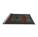 Sideview of Machine Washable Medallion Light Blue Traditional Rug, wshtr1772lblu