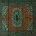 Square Medallion Turquoise Traditional Rug, tr1772turq