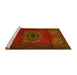 Sideview of Machine Washable Medallion Yellow Traditional Rug, wshtr1772yw