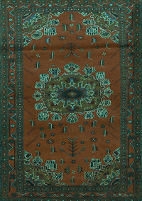 Medallion Turquoise Traditional Rug, tr1772turq