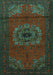 Medallion Turquoise Traditional Rug, tr1772turq