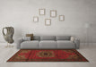 Machine Washable Medallion Brown Traditional Rug in a Living Room,, wshtr1772brn