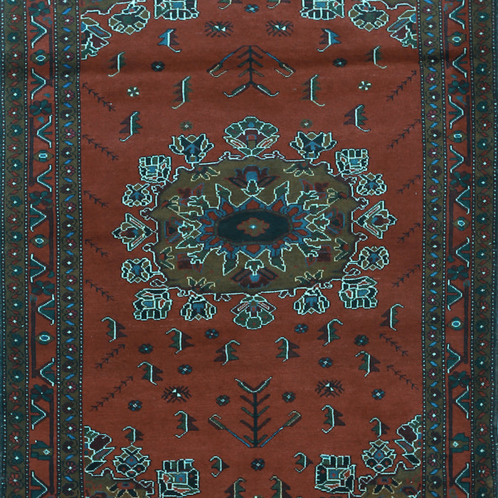 Machine Washable Medallion Light Blue Traditional Rug, wshtr1772lblu