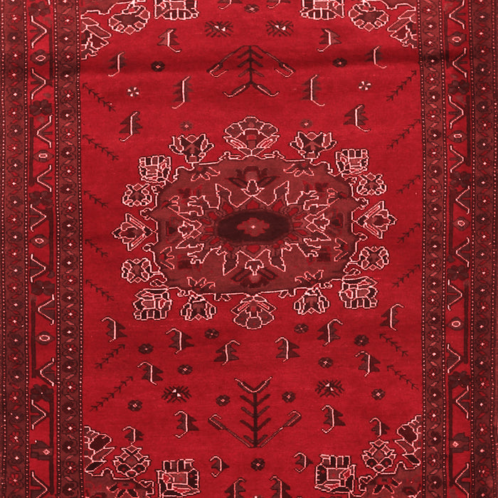 Machine Washable Medallion Red Traditional Rug, wshtr1772red