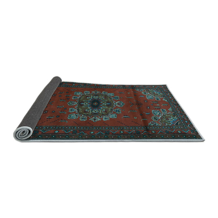 Sideview of Medallion Light Blue Traditional Rug, tr1772lblu