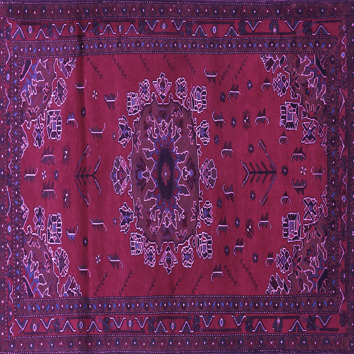 Square Machine Washable Medallion Purple Traditional Area Rugs, wshtr1772pur