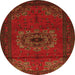 Square Medallion Orange Traditional Rug, tr1772org