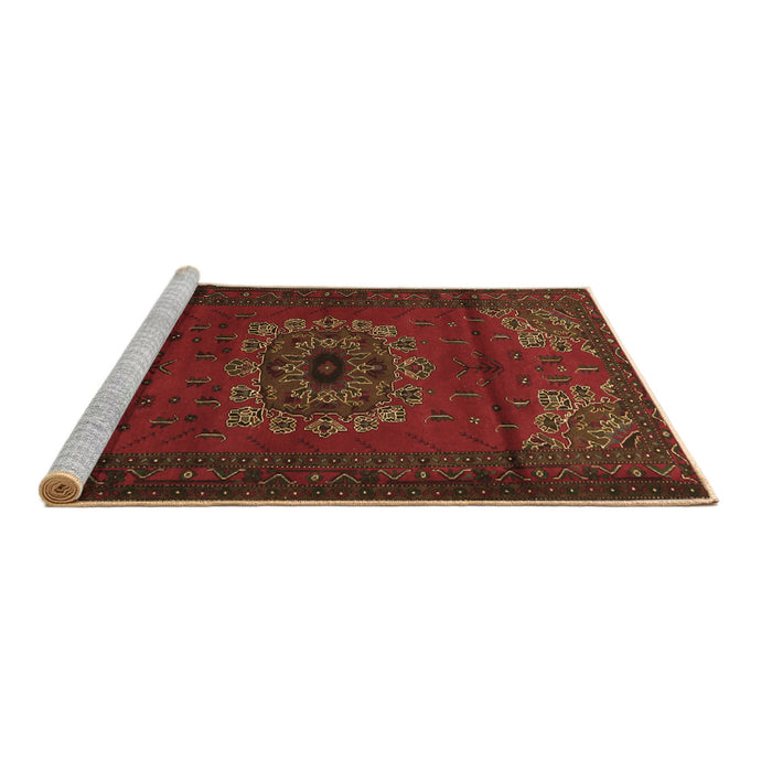 Sideview of Machine Washable Medallion Brown Traditional Rug, wshtr1772brn