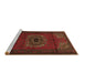 Sideview of Machine Washable Medallion Brown Traditional Rug, wshtr1772brn