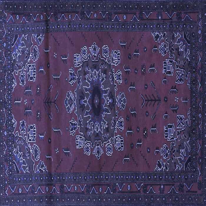 Square Machine Washable Medallion Blue Traditional Rug, wshtr1772blu