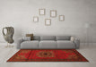 Machine Washable Medallion Orange Traditional Area Rugs in a Living Room, wshtr1772org