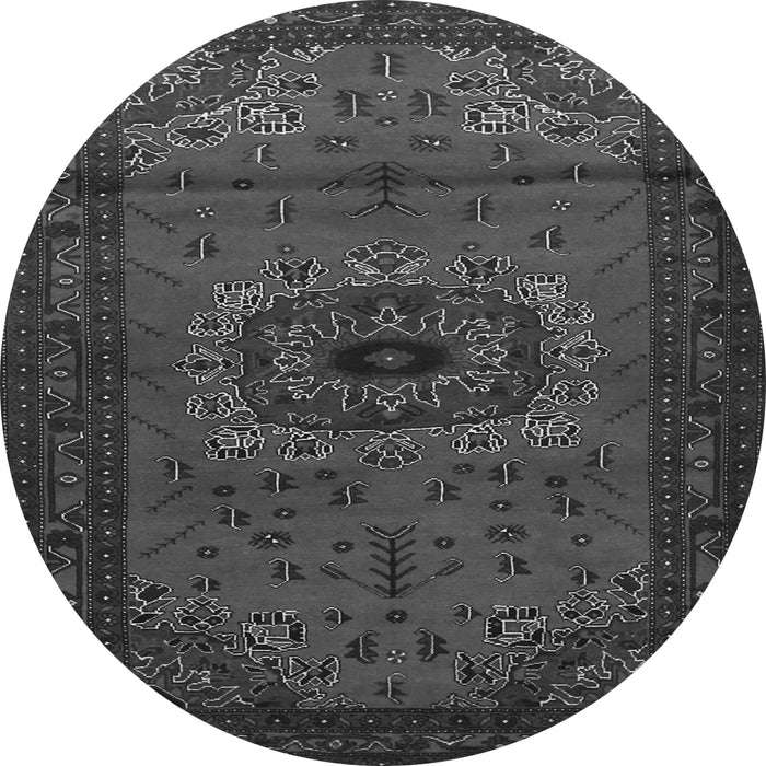 Machine Washable Medallion Gray Traditional Rug, wshtr1772gry