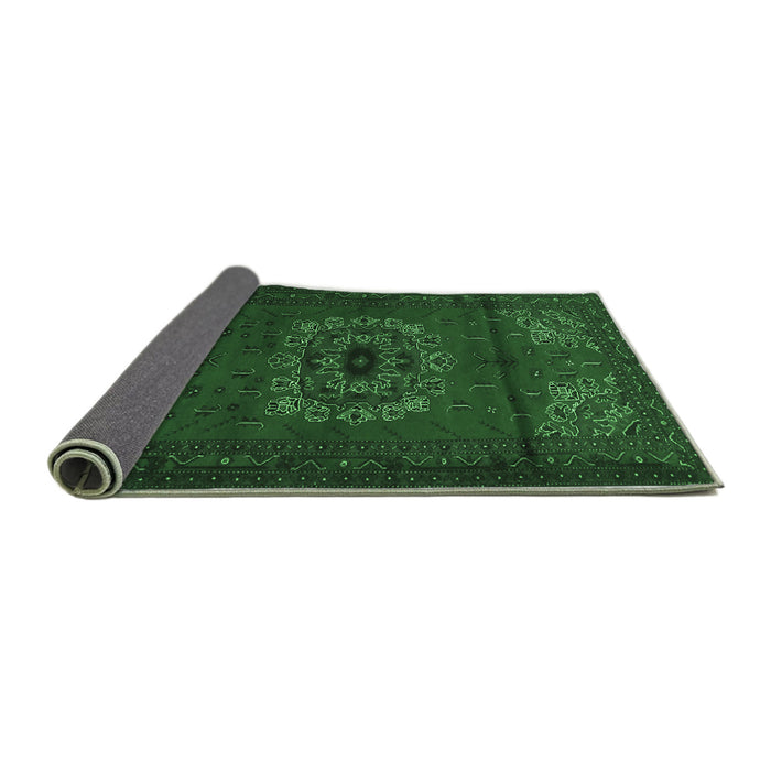 Sideview of Medallion Emerald Green Traditional Rug, tr1772emgrn