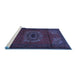 Sideview of Machine Washable Medallion Blue Traditional Rug, wshtr1772blu