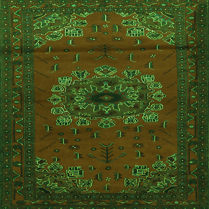 Serging Thickness of Medallion Green Traditional Rug, tr1772grn