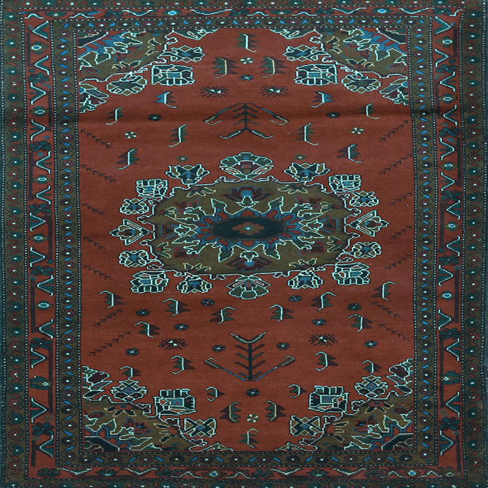 Square Medallion Light Blue Traditional Rug, tr1772lblu