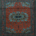 Square Medallion Light Blue Traditional Rug, tr1772lblu