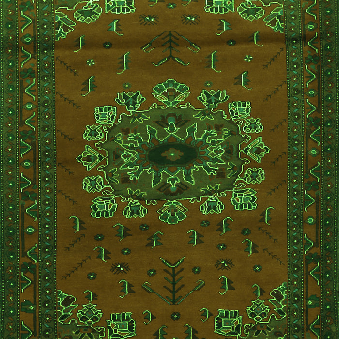 Serging Thickness of Machine Washable Medallion Green Traditional Area Rugs, wshtr1772grn