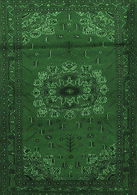 Medallion Emerald Green Traditional Rug, tr1772emgrn