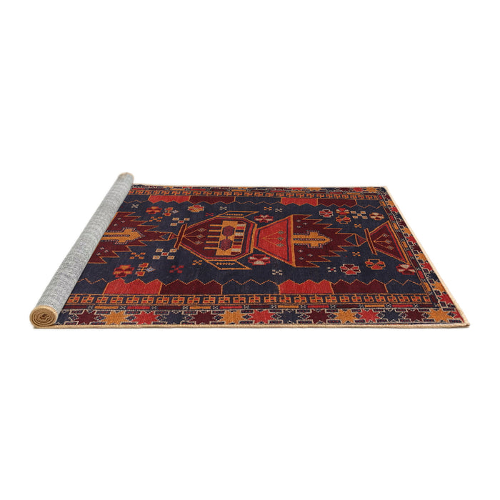 Sideview of Machine Washable Traditional Chestnut Brown Rug, wshtr1773