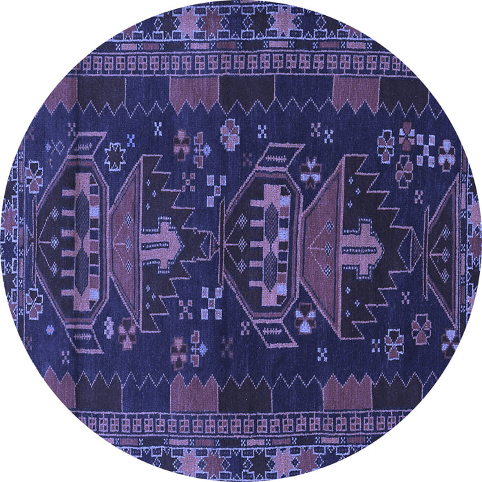 Round Persian Blue Traditional Rug, tr1773blu