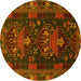 Round Persian Yellow Traditional Rug, tr1773yw