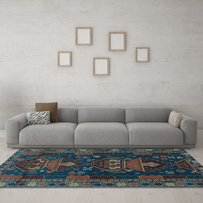 Machine Washable Persian Light Blue Traditional Rug in a Living Room, wshtr1773lblu