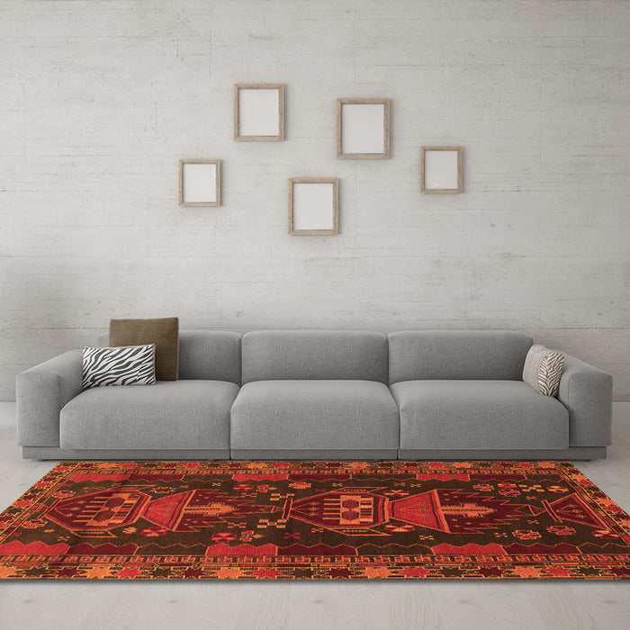 Machine Washable Persian Orange Traditional Area Rugs in a Living Room, wshtr1773org