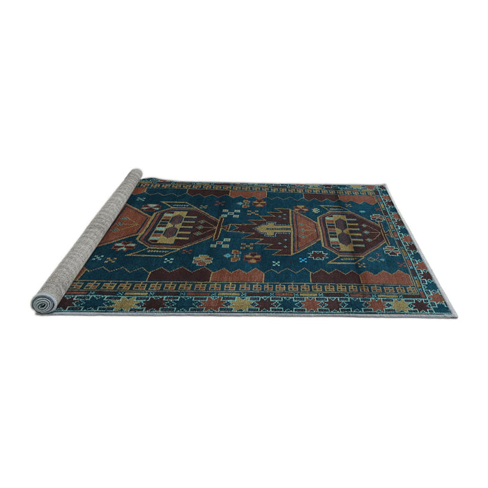 Sideview of Machine Washable Persian Light Blue Traditional Rug, wshtr1773lblu