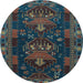 Round Persian Light Blue Traditional Rug, tr1773lblu
