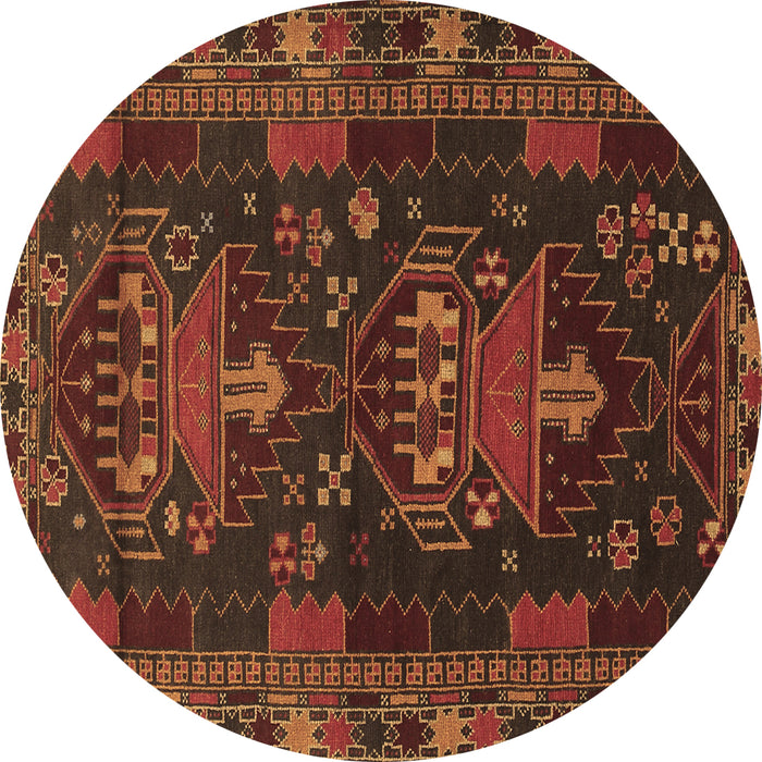 Round Persian Brown Traditional Rug, tr1773brn