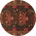 Round Persian Brown Traditional Rug, tr1773brn