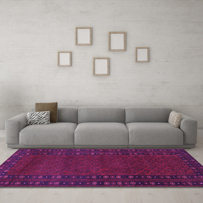 Machine Washable Southwestern Purple Country Area Rugs in a Living Room, wshtr1774pur