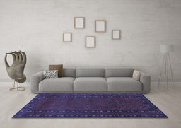 Machine Washable Southwestern Blue Country Rug in a Living Room, wshtr1774blu