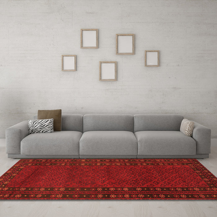 Machine Washable Southwestern Orange Country Area Rugs in a Living Room, wshtr1774org