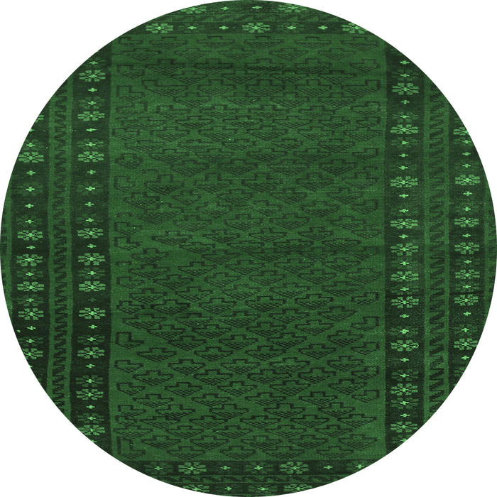 Round Southwestern Emerald Green Country Rug, tr1774emgrn