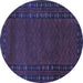 Round Machine Washable Southwestern Blue Country Rug, wshtr1774blu