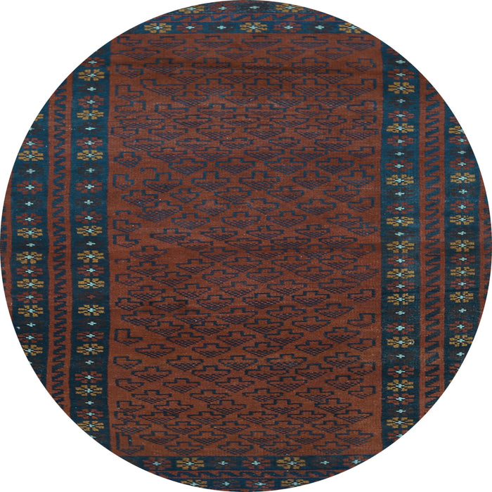 Round Southwestern Light Blue Country Rug, tr1774lblu