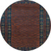 Round Southwestern Light Blue Country Rug, tr1774lblu