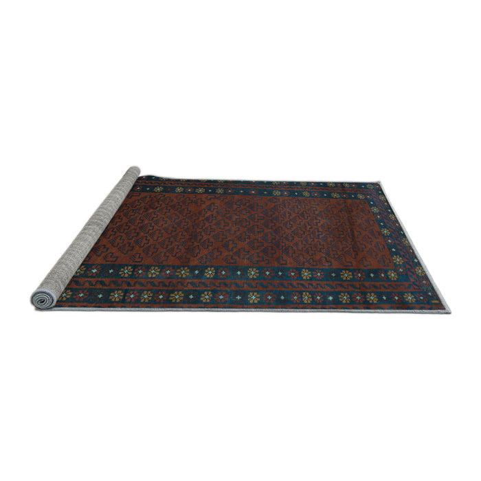 Sideview of Machine Washable Southwestern Light Blue Country Rug, wshtr1774lblu