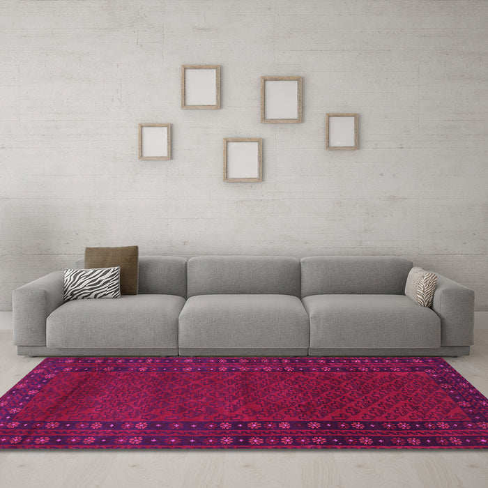 Machine Washable Southwestern Pink Country Rug in a Living Room, wshtr1774pnk