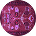 Round Persian Pink Traditional Rug, tr1775pnk