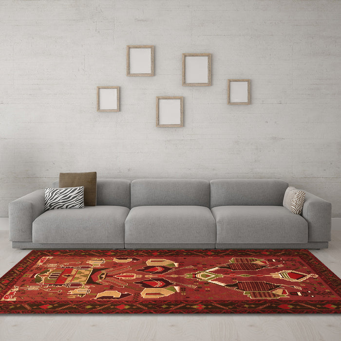Machine Washable Persian Orange Traditional Area Rugs in a Living Room, wshtr1775org