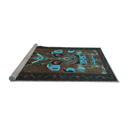 Sideview of Machine Washable Persian Light Blue Traditional Rug, wshtr1775lblu
