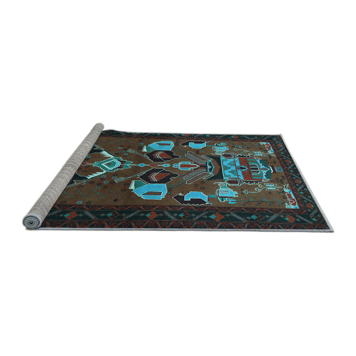 Sideview of Machine Washable Persian Light Blue Traditional Rug, wshtr1775lblu