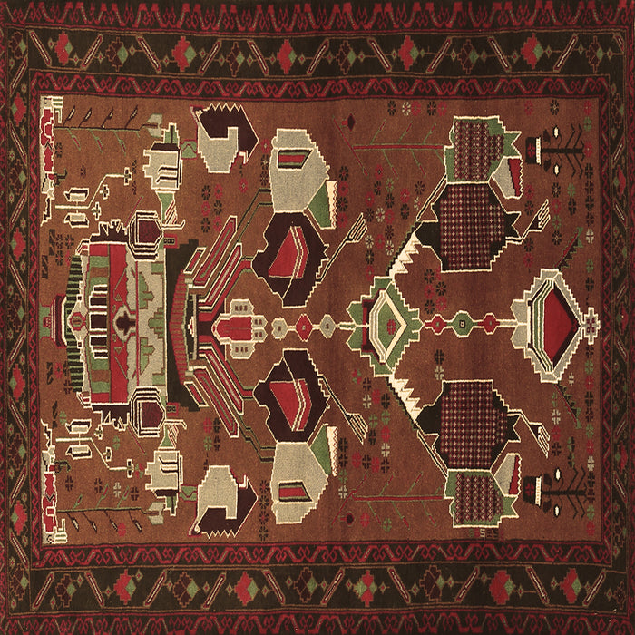 Square Persian Brown Traditional Rug, tr1775brn
