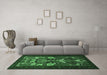 Machine Washable Persian Emerald Green Traditional Area Rugs in a Living Room,, wshtr1775emgrn