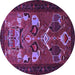Round Persian Purple Traditional Rug, tr1775pur