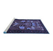 Sideview of Machine Washable Persian Blue Traditional Rug, wshtr1775blu