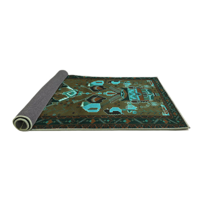 Sideview of Persian Turquoise Traditional Rug, tr1775turq